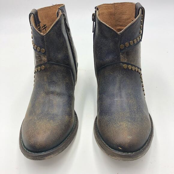 Circle G by Corral Star Inlay Studded Leather Ankle Boots Multicolor Size 7 M - Picture 5 of 10